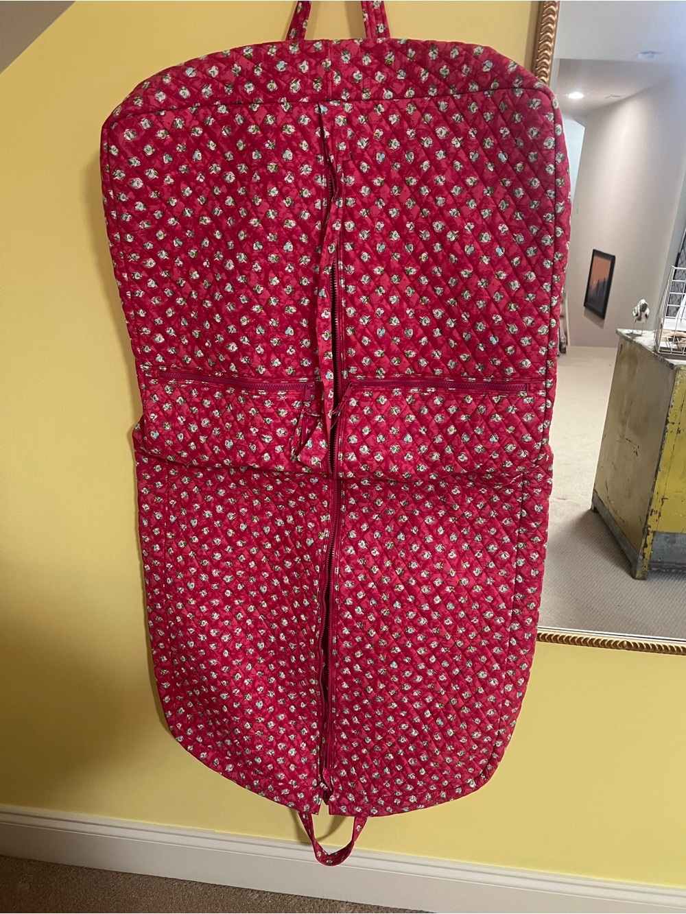 Pink Floral Quilted Garment Bag